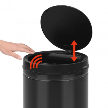 Coș de gunoi automat cu senzor, 80 L, negru, oțel carbon - Img 7