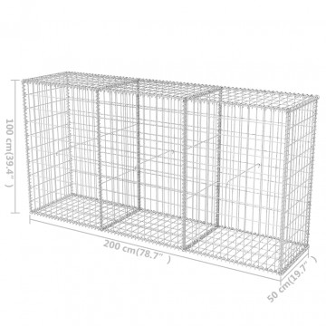Coș gabion, 200 x 50 x 100 cm, oțel galvanizat - Img 5