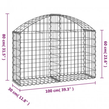 Coș gabion arcuit, 100x30x60/80 cm, fier galvanizat - Img 5