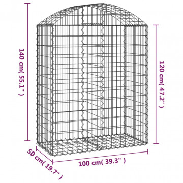 Coș gabion arcuit, 100x50x120/140 cm, fier galvanizat - Img 5