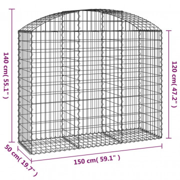 Coș gabion arcuit, 150x50x120/140 cm, fier galvanizat - Img 5