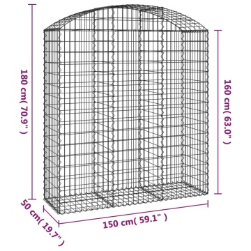 Coș gabion arcuit, 150x50x160/180 cm, fier galvanizat - Img 5