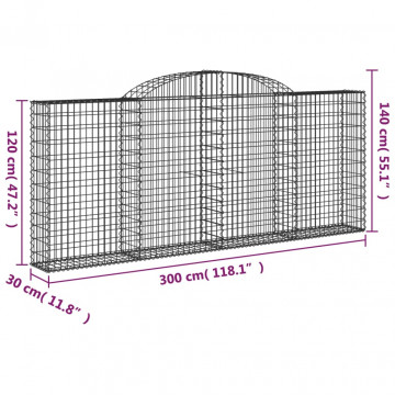 Coș gabion arcuit, 300x30x120/140 cm fier galvanizat - Img 5
