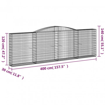 Coș gabion arcuit 400x30x120/140 cm fier galvanizat - Img 5