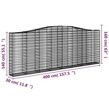 Coș gabion arcuit, 400x30x140/160 cm, fier galvanizat - Img 5