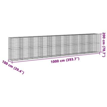 Coș gabion cu capac, 1000x100x200 cm, fier galvanizat - Img 6