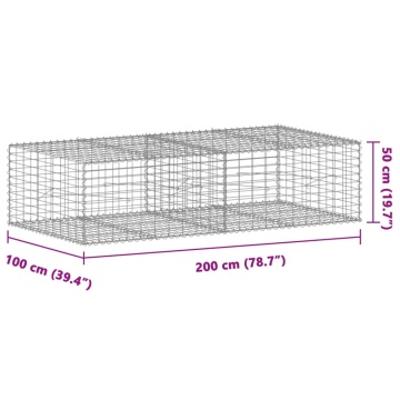 Coș gabion cu capac, 200x100x50 cm, fier galvanizat - Img 6