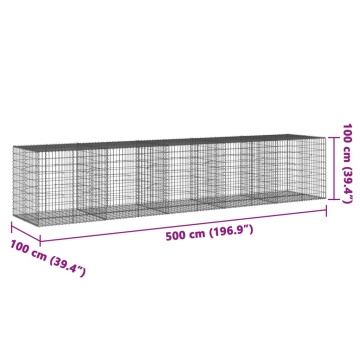 Coș gabion cu capac, 500x100x100 cm, fier galvanizat - Img 6