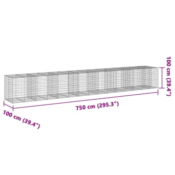Coș gabion cu capac, 750x100x100 cm, fier galvanizat - Img 6