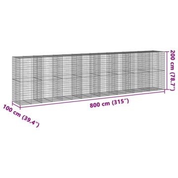 Coș gabion cu capac, 800x100x200 cm, fier galvanizat - Img 6
