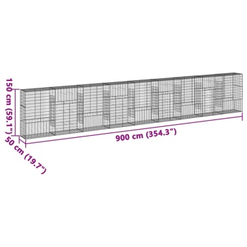 Coș gabion cu capac, 900x50x150 cm, fier galvanizat - Img 6