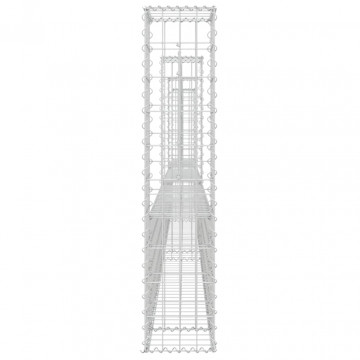 Coș gabion în formă de U cu 4 stâlpi, 380x20x100 cm, fier - Img 4