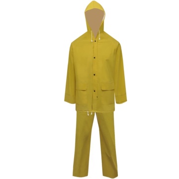 Costum de ploaie impermeabil cu glugă, XL, galben, 2 piese - Img 2
