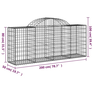 Coșuri gabion arcuite 12 buc, 200x50x80/100 cm, fier galvanizat - Img 5