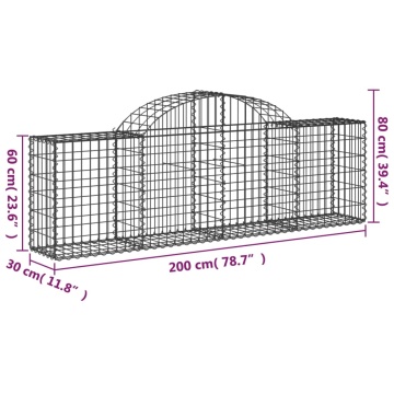 Coșuri gabion arcuite 3 buc, 200x30x60/80 cm, fier galvanizat - Img 5
