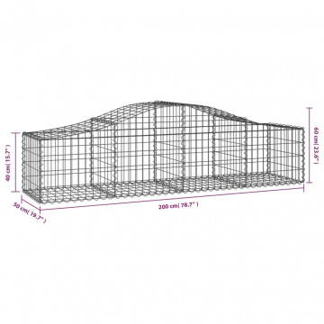 Coșuri gabion arcuite 3 buc, 200x50x40/60 cm, fier galvanizat - Img 5