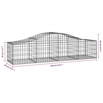 Coșuri gabion arcuite 3 buc, 200x50x40/60 cm, fier galvanizat - Img 5