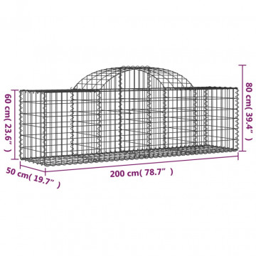 Coșuri gabion arcuite 3 buc, 200x50x60/80 cm, fier galvanizat - Img 5
