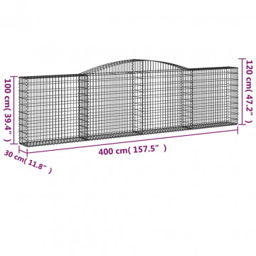 Coșuri gabion arcuite 3 buc, 400x30x100/120 cm fier galvanizat - Img 5