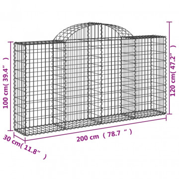 Coșuri gabion arcuite 4 buc, 200x30x100/120 cm fier galvanizat - Img 5