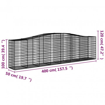 Coșuri gabion arcuite 5 buc, 400x50x100/120 cm fier galvanizat - Img 7