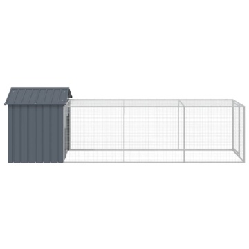 Coteț de pui cu țarc antracit 117x405x123 cm oțel galvanizat - Img 4