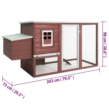 Coteț păsări de exterior, casă găini cu 1 cuibar, maro, lemn - Img 11