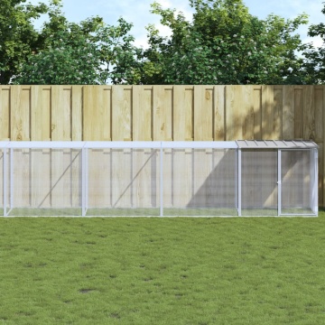Coteț pui cu acoperiș gri deschis 1003x98x90 cm oțel galvanizat - Img 1