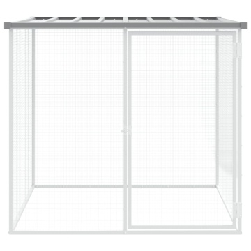 Coteț pui cu acoperiș gri deschis 103x98x90 cm oțel galvanizat - Img 3