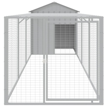 Coteț pui cu incintă gri deschis 117x405x123 cm oțel galvanizat - Img 3
