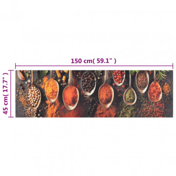 Covor de bucătărie lavabil Spoon & Spices, 45x150 cm, catifea - Img 4