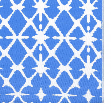 Covor de exterior, albastru/alb, 120x180 cm, PP - Img 7
