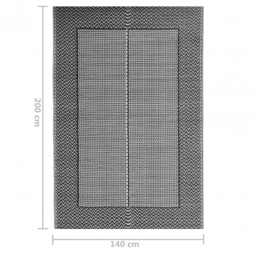 Covor de exterior, negru, 140x200 cm, PP - Img 6