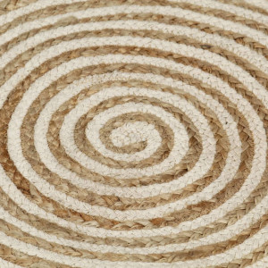 Covor lucrat manual cu model spiralat, alb, 150 cm, iută - Img 2