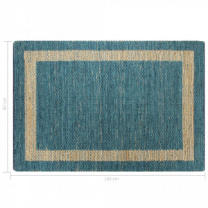Covor manual, albastru, 80 x 160 cm, iută - Img 5