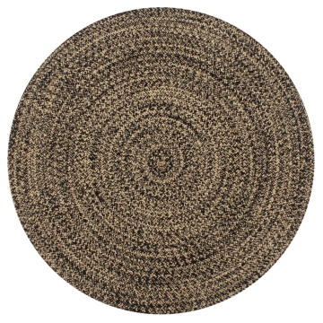 Covor manual, negru și natural, 120 cm, iută - Img 1
