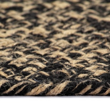 Covor manual, negru și natural, 120 cm, iută - Img 3