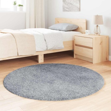 Covor shaggy cu pom înalt, NAVARRA, gri argintiu, 120x120 cm - Img 3