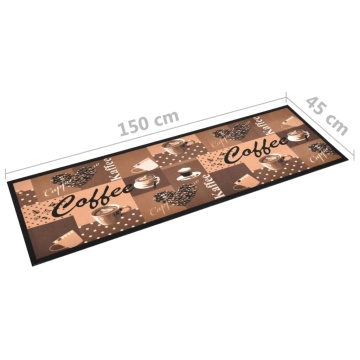 Covoraș bucătărie, lavabil, maro model cafea, 45x150 cm - Img 5