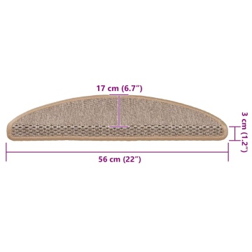 Covorașe scări autoadezive 15 buc. bej deschis 56x17x3cm sisal - Img 9