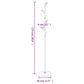 Cuier de haine, negru, 175 cm, fier vopsit electrostatic - Img 7
