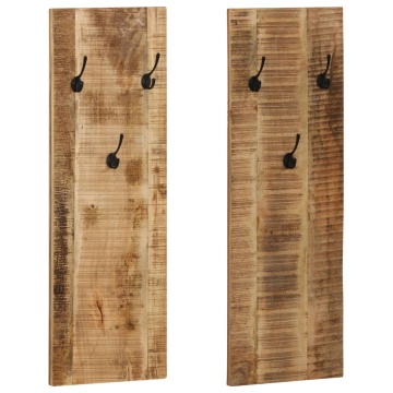 Cuier haine de perete, 2 buc., lemn masiv de mango 36x110x3 cm - Img 1