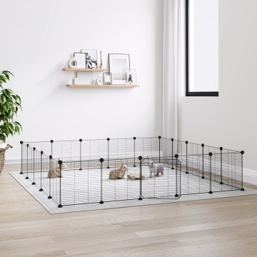 Cușcă animale de companie cu ușă 20 panouri negru 35x35 cm oțel - Img 1