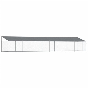 Cușcă câini cu acoperiș și ușă, gri, 12x2x2 m, oțel galvanizat - Img 2