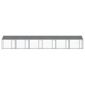 Cușcă câini cu acoperiș și uși, gri, 12x2x2 m, oțel galvanizat - Img 4