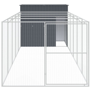 Cușcă de câine cu țarc antracit 214x661x181 cm oțel galvanizat - Img 3