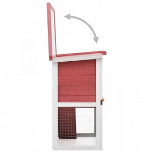 Cușcă de iepuri pentru exterior, 1 ușă, roșu, lemn - Img 4