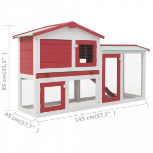 Cușcă exterior pentru iepuri mare roșu&alb 145x45x85 cm lemn - Img 7