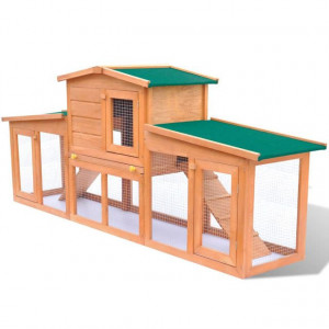 Cușcă mare iepuri cușcă adăpost animale mici cu acoperiș lemn - Img 1