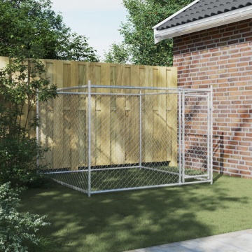 Cușcă pentru câini cu ușă, gri, 2x2x1,5 m, oțel galvanizat - Img 3